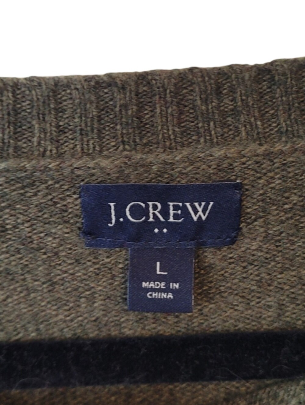 J. Crew Men's Olive Green Wool Blend Crewneck Sweater Size L - Picture 3 of 6